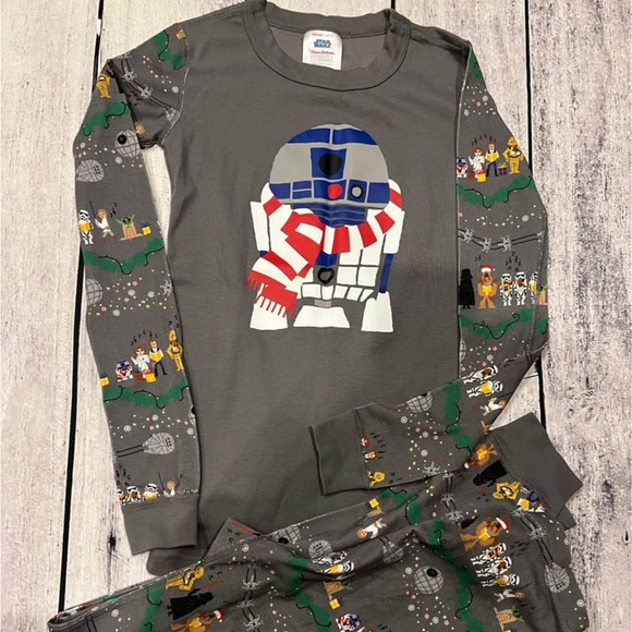 Hanna Andersson Gray Star Wars Pajama Set with R2-D2 Boys Size 12 Christmas - Picture 1 of 4
